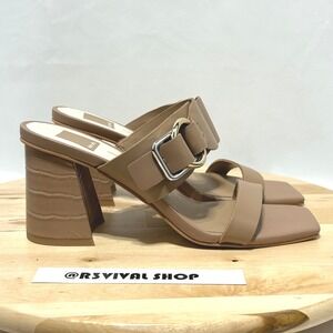 Dolce Vita Palyce Cafe Leather Square Toe Slip On Buckle Block Heels NWOB - 7.5